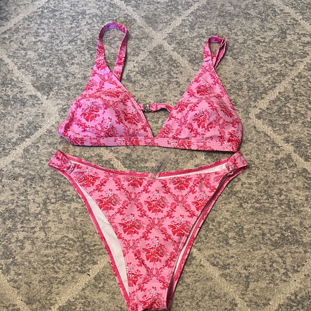 SHEIN Pink Patterned Bikini Set